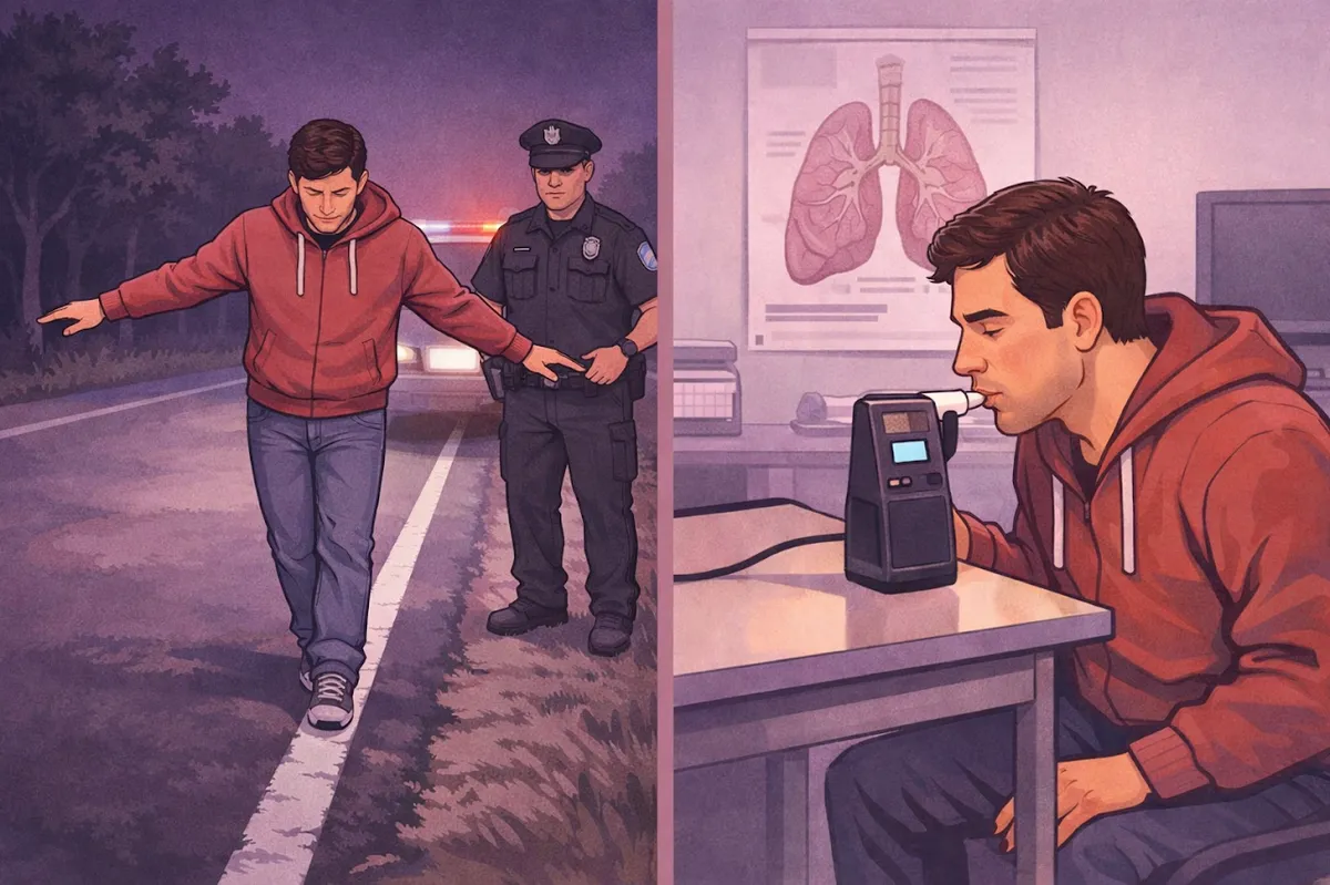 Comparison of roadside field sobriety test and chemical breathalyzer test