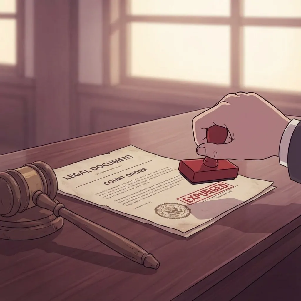 Judge stamping an expunged court order document