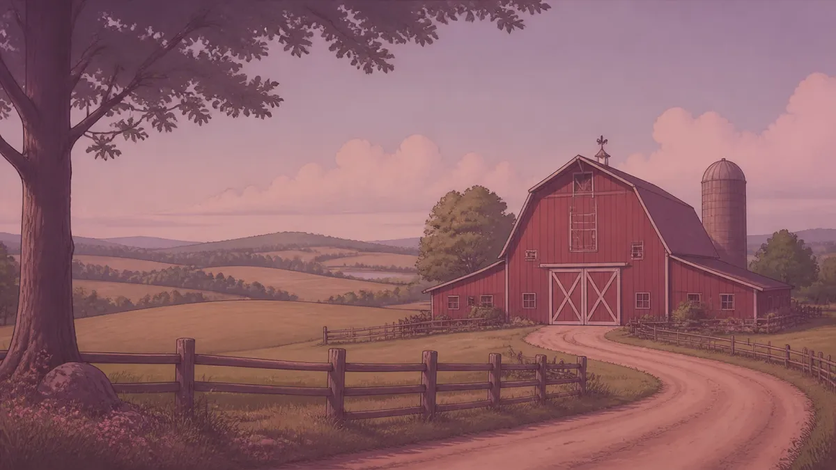 Red barn and rolling rural landscape representing family property and legacy in Jennings County