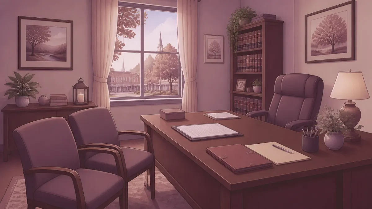 Comfortable consultation room prepared for an estate planning meeting
