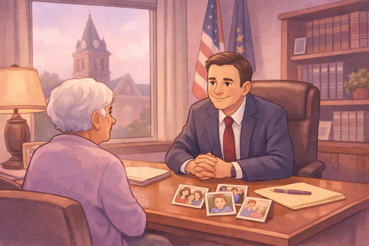 Attorney in North Vernon Indiana meeting with a client about grandparent visitation laws
