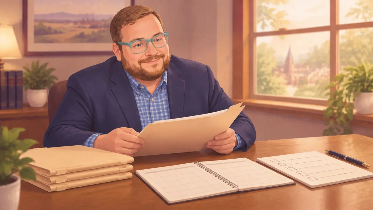 An attorney at his desk going through a checklist of expungement filing requirements