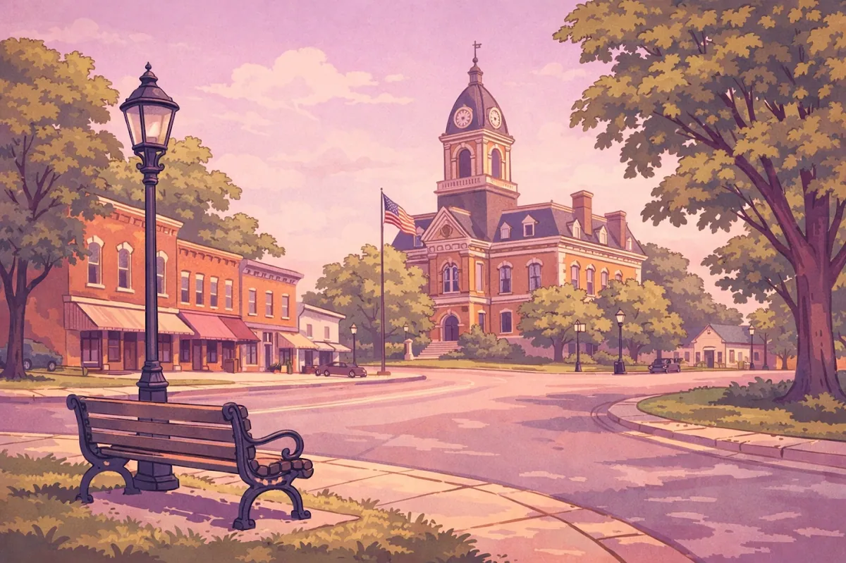 The historic Vernon town square and courthouse in Jennings County, Indiana