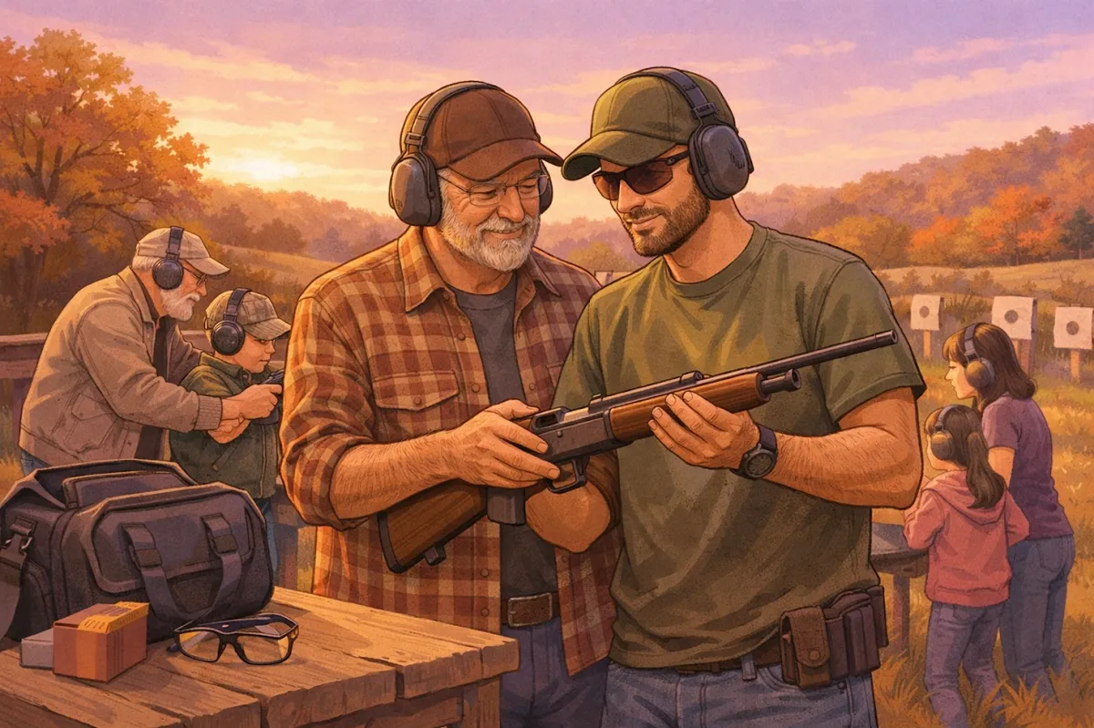 Family at Indiana shooting range demonstrating responsible gun ownership