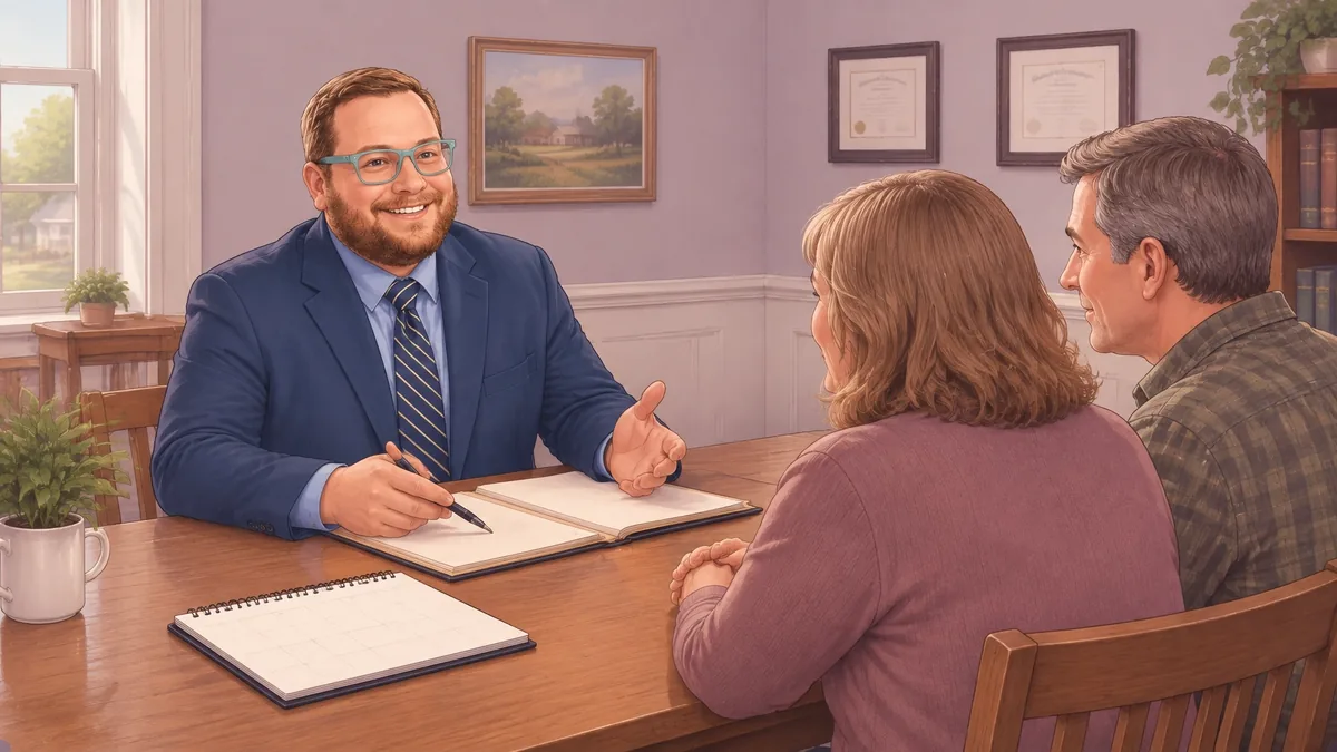 A family reviewing probate paperwork for a Jennings County estate