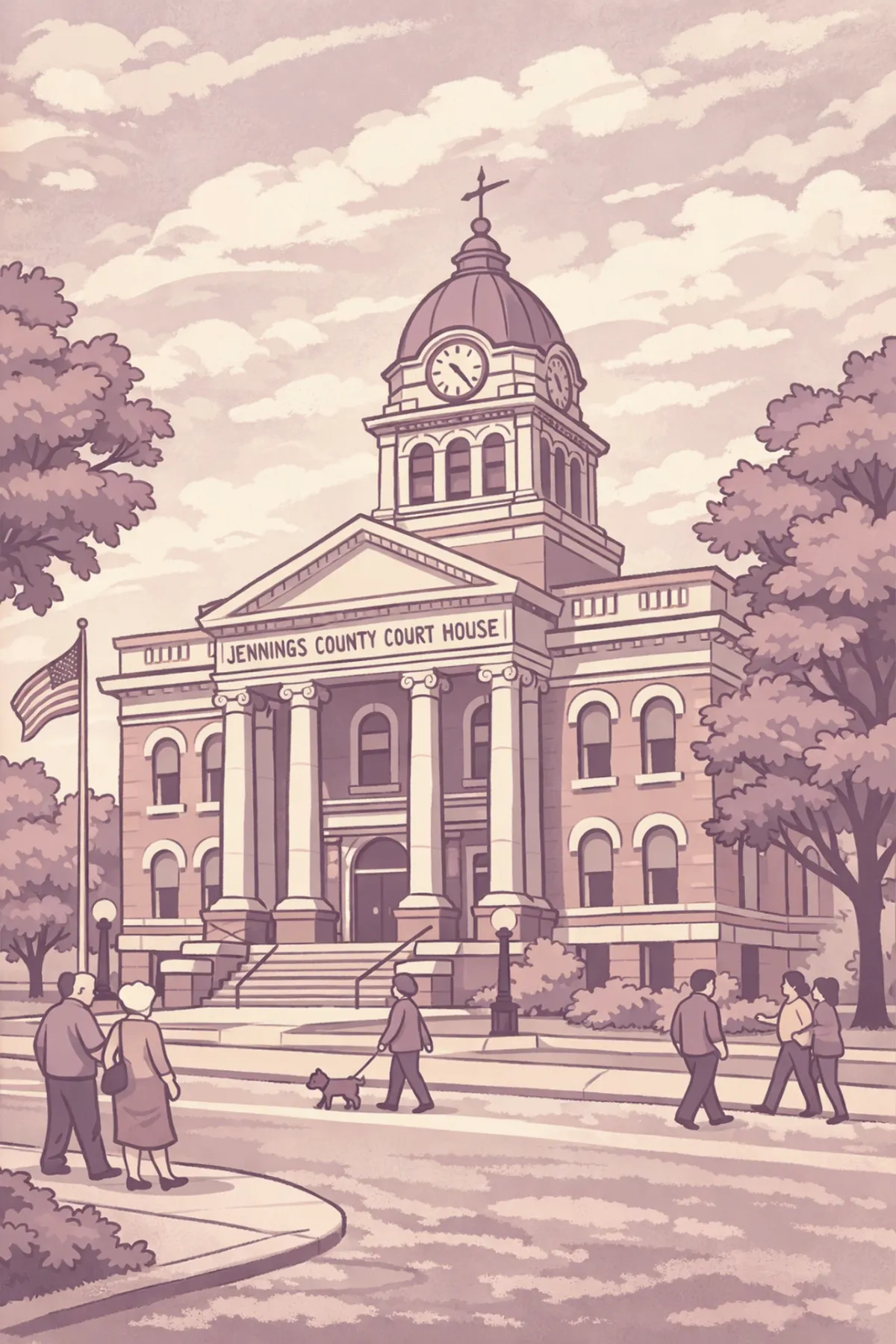 Jennings County Courthouse in Vernon Indiana where court records are filed