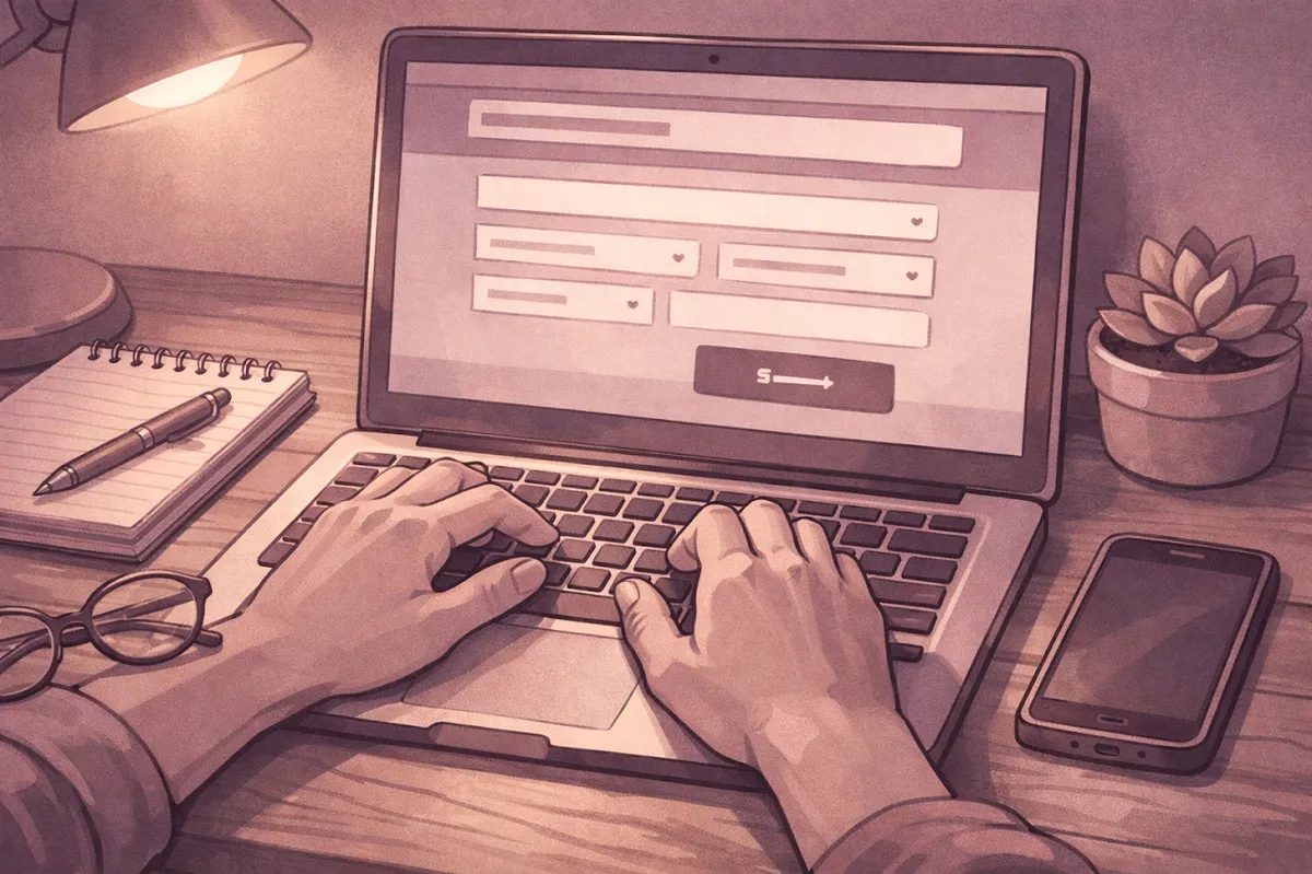 Searching Indiana MyCase portal for court case information on laptop and phone