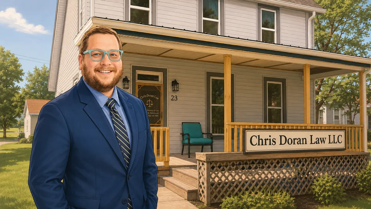 Chris Doran outside the Chris Doran Law LLC office in North Vernon