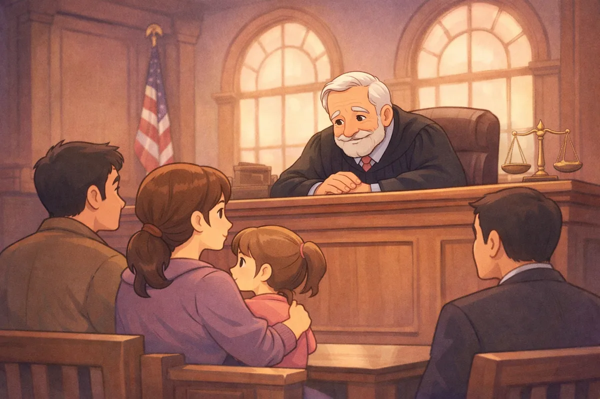 Judge hearing a guardianship case in the Jennings County courthouse in Vernon, Indiana