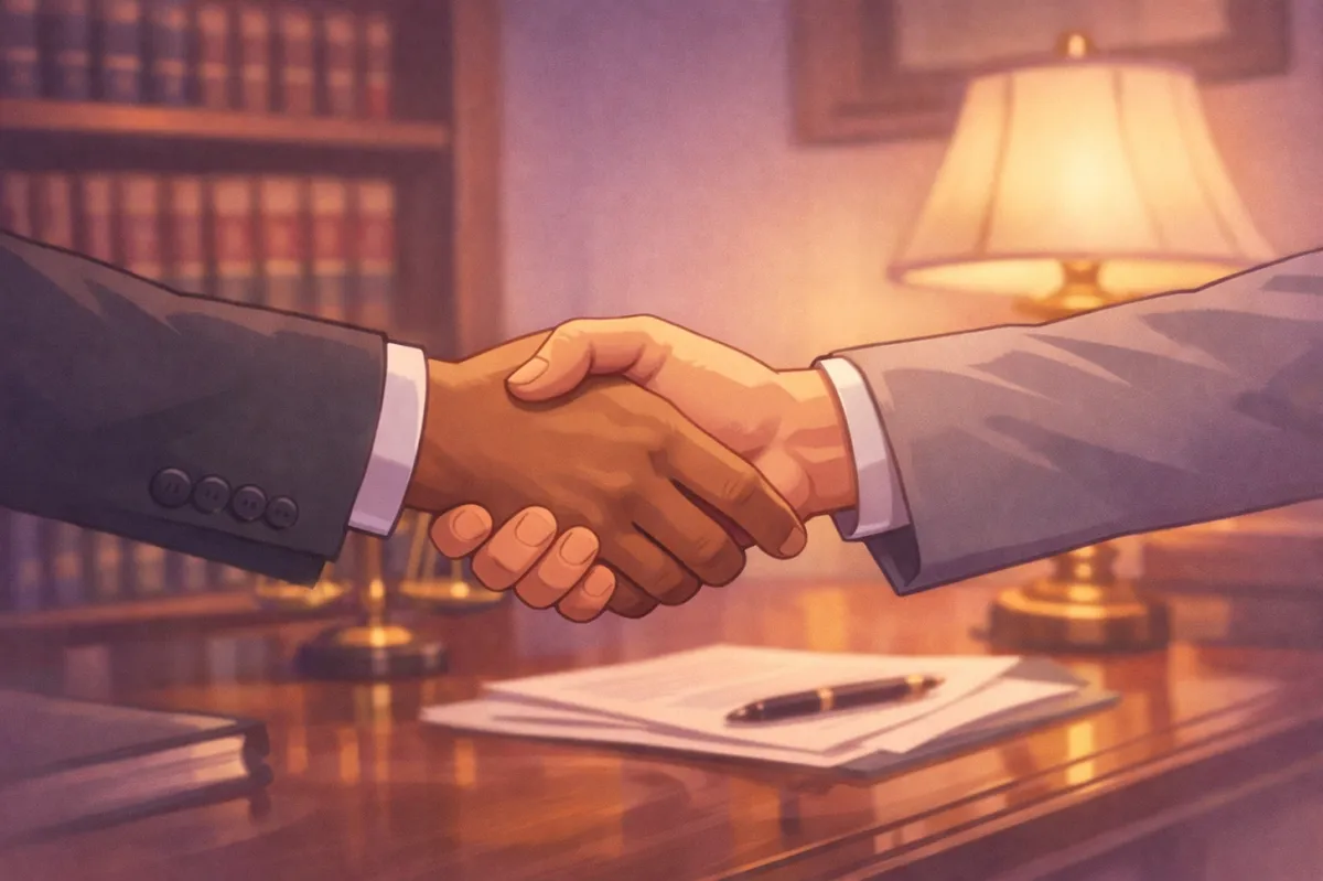 Reaching a legal resolution through a handshake with a trusted attorney North Vernon Indiana